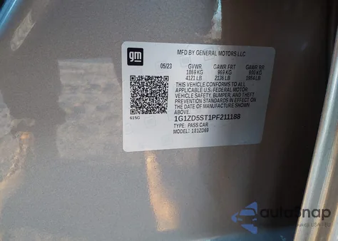 2023 Chevrolet Malibu Fwd 1Lt z USA, uszkodzony, nr VIN 1G1ZD5ST1PF211188